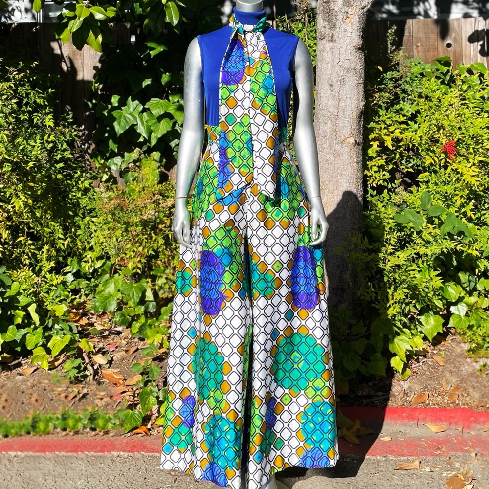 1970s Alex Colman Psychedelic Floral Massive Palazzo Pants - Picture 8 of 8